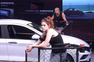 Ana Clara Lima e Kaysar Dadour, ficaram 42 horas e 58 minutos em pé em ci — Foto