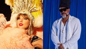 Montagem com fotos coloridas de Taylor Swift e Carlinhos Brown — Foto: 1 de 1 Mo