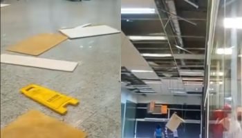 Foto: Teto de shopping desabou durante chuva em Ponta Grossa (Foto: Portal aRede