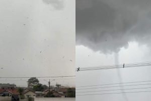 Imagens gravadas por moradores mostram os estragos causados pelo tornado em São