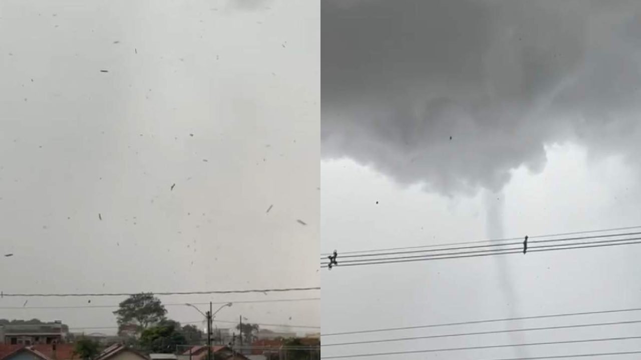 Imagens gravadas por moradores mostram os estragos causados pelo tornado em São