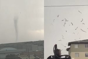 Moradores de São José dos Pinhais registram imagem de possível tornado — Foto: M