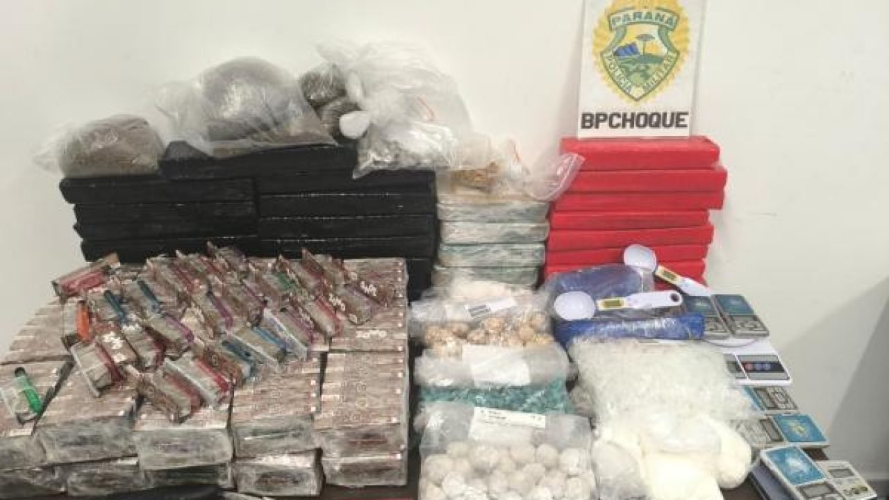 Apreensão de drogas pela Polícia Militar do Paraná. — Foto: Governo do Paraná