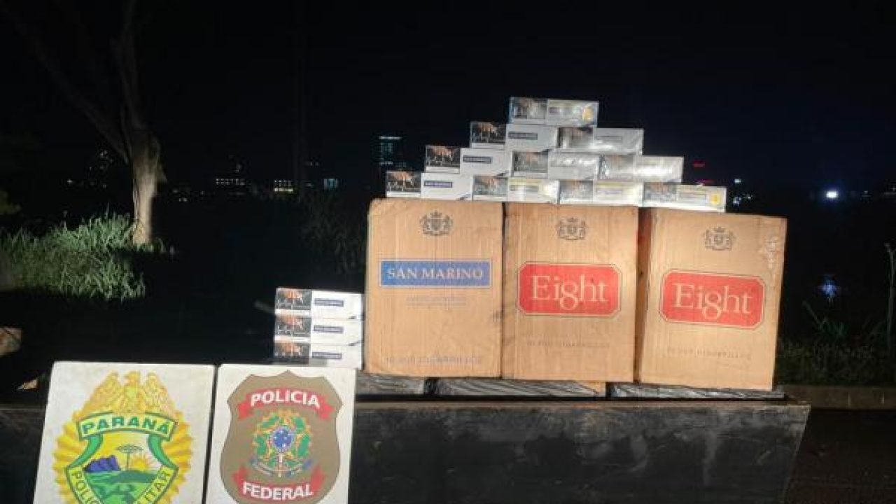 Apreensão de cigarros contrabandeados — Foto: Governo do Paraná