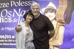 Zezé Polessa e Miguel Falabella no espetáculo em tributo a Nara Leão — Foto: 1 d