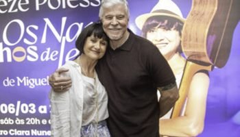 Zezé Polessa e Miguel Falabella no espetáculo em tributo a Nara Leão — Foto: 1 d