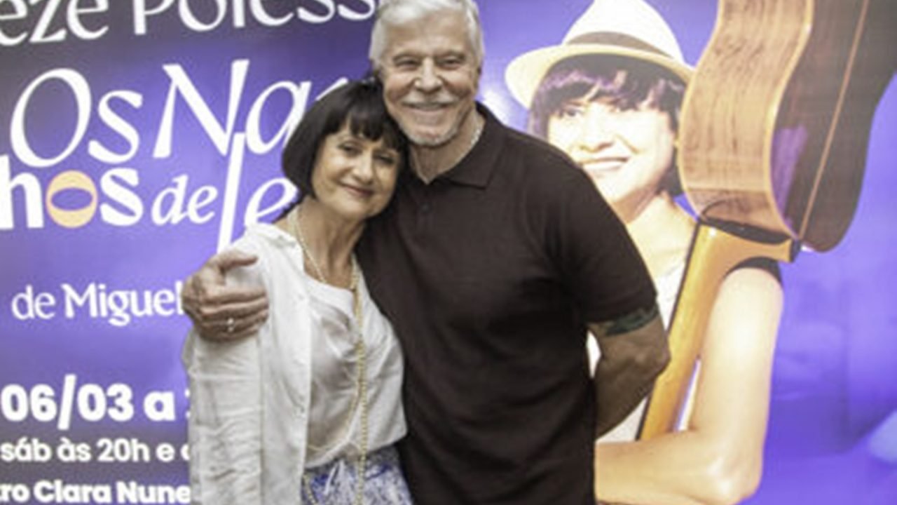 Zezé Polessa e Miguel Falabella no espetáculo em tributo a Nara Leão — Foto: 1 d